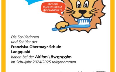 „Aktion Löwenzahn“ – Urkunde für engagierte Teilnahme der Klassen 1 bis 4