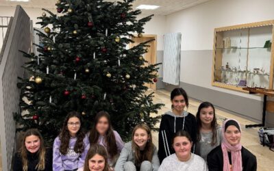 Schmücken des Weihnachtsbaumes in der Mittelschule