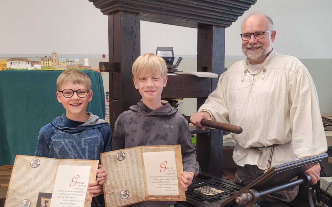 Projekt „Gutenberg-Druckerpresse“ in den Klassen 4 bis 6